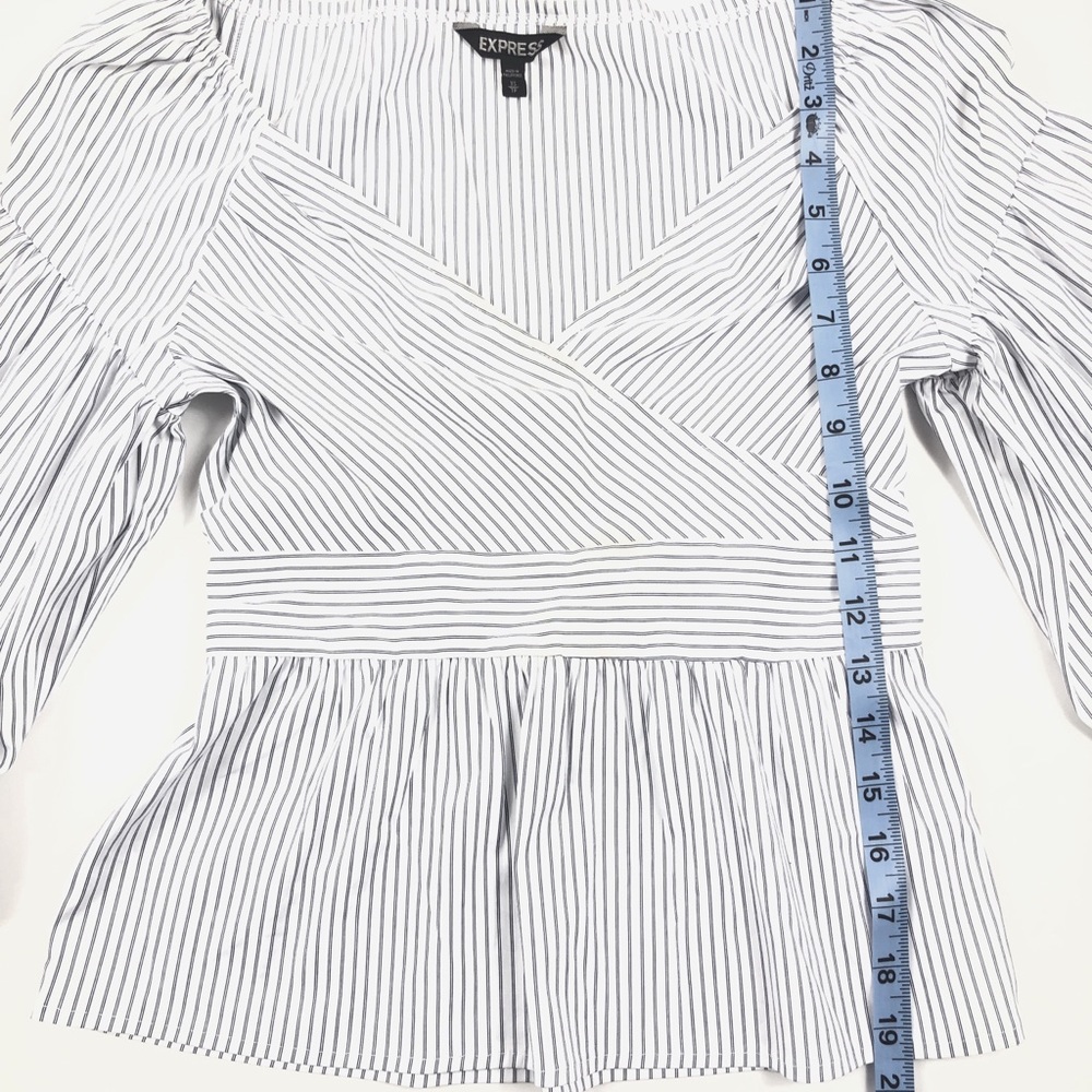 Express Striped Blouse V neck Women's Size XS White Ties on back - Picture 7 of 14